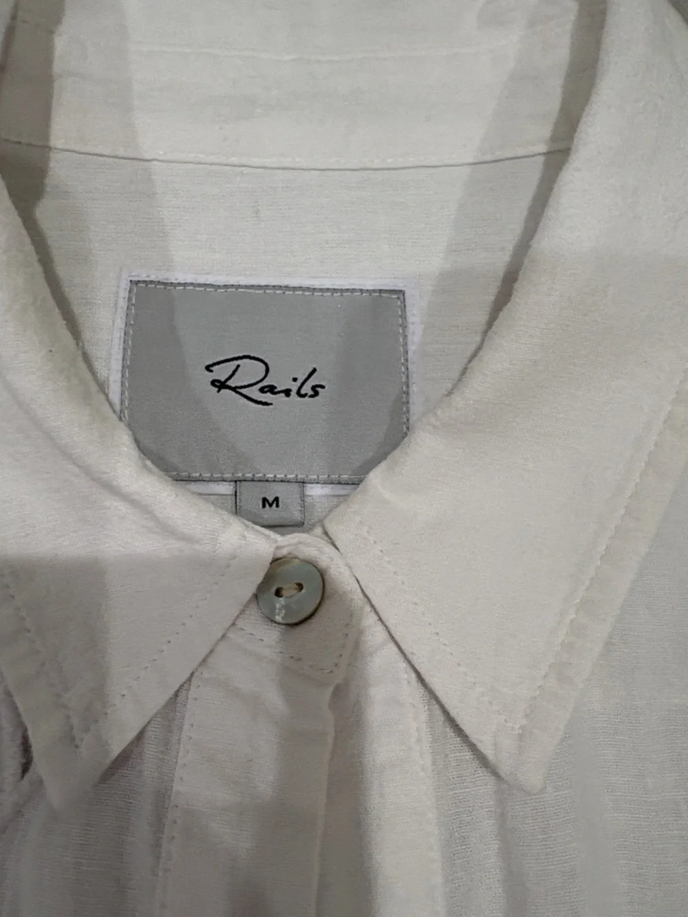 Rails White Eyelet Embroidered Linen Button-Down Shirt - Picture 4 of 7